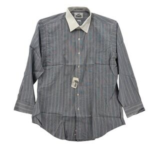 Van Heusen 417 Shirt Mens 16 32/33 Blue White Striped Button Down Oxford VTG NWT